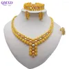 Collier boucles d'oreilles ensemble éthiopien couleur or perle grande boucle d'oreille anneau Dubai pour les femmes mariage africain mariée