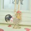 Pendentif Colliers Coq Perle Chandail Collier Femmes Bijoux Cristal Long Pendentifs Strass Chaîne Noël Saint Valentin Cadeau