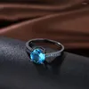 Cluster Rings Garilina Fashion Jewelry Trinka Black Gun Plated Blue Cubic Zirconia Women's Wholesale Retail AR2198