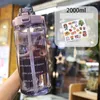 Water Bottles 2 Liters Bottle With Time Marker Reusable Outdoors Sports Drinking Portable Plastic Cups Straw High-capacity