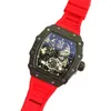 Męskie zegarki sportowe marka moda pusta szkielet zegarek gumowy pasek męski zegar relojes para hombre281f
