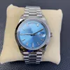 Arabe Moyen-Orient Glace Bleu Cadran Dimanche Datejust Hommes Montre Hommes Or Rose Montres Avec Diamants Homme D'affaires Montre Dame Montre-Bracelet 4278B