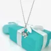 Designermärke TIFFAYS Halsband S925 Silver Emalj Present Box Pendant Colle Chain Valentines Day Present Temperament SMycken