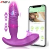 Sex Toy Massager Bluetooth -appsträngande vibrator för kvinnor Dildo Telescopic Pats G Spot Clitoris Stimulator Remote Butt Plug Toy Couples
