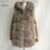 Vrouwen Jassen Bont Vest Kap 6 Kleur Hoge Kwaliteit Zachte Dikke Warme Hoodie Vrouwelijke Zwarte Faux Mink Mouwloze Kapmantel vrouwen 230729