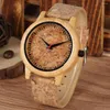 Orologi da polso in legno di sughero, in vera pelle, da uomo, al quarzo, analogico, in bambù, vintage, elegante, con quadrante rosso, orologio da polso, cinturino con fibbia ad ardiglione