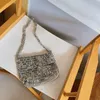 Evening Bags Vintage Handmade Ladies Handbag Weave Beaded Fashion Silver Color Shining Sequin Shoulder Bag Clutche s Party 2023 230729