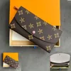 Luxury Vintage Genuine Leather Womens mens Designer Wallets key pouch Coin Purses high quality Emilie M60697 long wallet slots card id card holders Purse credit card