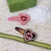 projektant marki Słodki różowy miłosny serce do włosów klipsy barrettesowe moda luksusowe litery lśniące kryształowe bling diamentowe szpiki do włosów dla kobiet dziewczyny z pudełkiem prezentowym