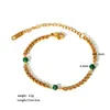 Catene non sbiadite in acciaio inossidabile con collana in pietra di malachite, catena con bracciale, gioielli da donna di lusso placcati color oro