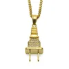 Rhinestone Plug Pendant Halsband Hip Hop Rock Punk Socket Electrical Plug -form Pojkvän Lovers Födelsedagspresenter241J