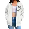 Women's Hoodies Bulk Women Gothic Print Hoodie With Drawstring Zip Up Pocket Long Sleeve Coat Loose Teen Girls Jacket