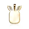 Hänghalsband Gucy Hip Hop Custom Made Square Wing Po Memory Medallions Solid Iced Out Bling Pendant Halsband för män smycken 230728