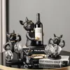 Dekorativa föremål Figurer 2023 Hemdekoration Dog Ornament French Bulldog Ving Glass Holder Stand Tabell Nordic Harts Sculpture 230729