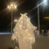 Voiles de mariée illuminent le voile pour la mariée Led avec des couronnes élégantes et jolies accessoires de cheveux de fête de mariage femmes 2023