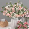 Decorative Flowers 5 Forks 20 Heads Large Artificial Silk Rose For Christmas Wreaths Home Windowsill Bonsai Wedding Arch Decor Accessories