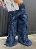 Short Femme Rapcopter y2k Bandage Cargo Jeans Punk Métal Bleu Baggy Streetwear Pantalon Coréen Grunge Esthétique Élégant Vintage Années 90 230729