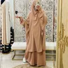 Vêtements ethniques Jilbab 2 pièces ensemble femmes musulmanes Hijab robe prière vêtement Abaya longue Khimar Ramadan arabe robe Abayas ensembles Islamic285L