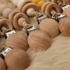 Baby Teethers Toys Pacifier Clips Silicone Beads Wooden Ring Chain Infant Nipple Appease Soother Dummy Holder Clip 230728