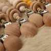 Baby Beißringe Spielzeug Schnuller Clips Silikon Perlen Holz Ring Kette Säugling Nippel Appease Schnuller Schnuller Halter Clip 230728