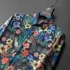 2023 Autumn Peacock Feather Flower Print Shirts Men mode Slim Fit Casual Shirts Retro Business Social Dress Shirts M-5XL