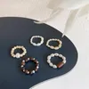 Cluster Ringe WTLTC Einfache Multi Winzige Kugeln Daumen Für Frauen Perlen Holzperlen Stapeln Vintage Shell Gepunktete Fingerschmuck