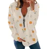 Gym Clothing Pullover Tops Women's Printed Fashion Casual Long Sleeved Zippered Collar Sweater Junior Crop 2x Womens Hoodie