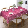 Table Cloth Rectangular Fitted Silver Pink Glitter Sparkle Diamond Waterproof Tablecloth Outdoor 40"-44" Cover