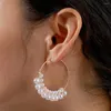 Boucles d'oreilles créoles grand coeur rond carré goutte d'eau pour femmes mariage géométrique blanc Imitation perles boucle d'oreille bijoux cadeau