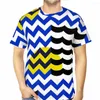 Herr t-skjortor minakani linjer ränder cirklar 3d tryck polyester t-shirt nautisk konst män kort ärm tshirt sport streetwear topps