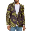 Herrdräkter polynesiska stamtongan totem tatuering Tonga tryck högkvalitativ blazer affär elegant mode casual män smal passform jacka jacka jacka