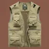 Gilet da uomo Scarico estivo Uomo US Tactical Escursionismo Gilet da pesca Gilet Pographer Mesh Cargo Giacca senza maniche Strumenti Tasca 5XL 230729