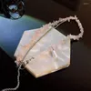 チェーンピンククリスタル砂利真珠ネックレス