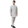 Ethnic Clothing Islamic Prayer Kaftan Thawb Fashio Long Sleeves Pants Suit Robe Men Muslim Mandarin Collar Dubai Ramadan Thobe Sets