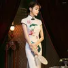 カジュアルドレス2023夏の改善チョンサムレトロ長滑走路ショーパフォーマンスエレガントな中国スタイルのドレス