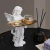 Oggetti decorativi Figurine Pregare Angelo Dea Ornamento con vassoio Scultura Arte Decorazioni per soggiorno per la casa Decorazione per ufficio 230729