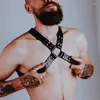 Conjuntos de sujetadores fetiche Gay ropa cuero hombres arnés cinturones cuerpo Sexual Bondage correas lencería Punk Rave gótico moda pecho cinturón rojo