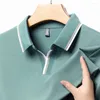 Men's Polos 2023 Summer Scissor Collar Polo Bright Colored T-shirt Shirt Office Plus Size Men Fashion Brand Clothing 4XL