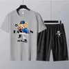 メンズトラックスーツサマーメンTシャツストリートテディベアセルフィースワグガールプリントトップカジュアルファッションTシャツメンズ半袖ヒップホップ