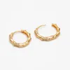 Oorringen 2Pair CZ Pave Gold Bamboo Plated Brass Dainty Hoops