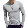 Herrenanzüge B3068 Fit T-Shirt Langarm Rundhalsausschnitt V-Ausschnitt Einfarbig Lässige Sport-Muskel-T-Shirts Übergröße T-Shirts im einfachen Stil