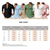 Chemises décontractées pour hommes à manches longues rétro Henry chemise coton mélangé mode col boutonné couleur unie lâche plage T-shirt porter