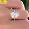 Cluster Rings Oval Shape 3 14K White Gold Women Wedding Party Engagement Ring DVVS1 Moissanite Diamond Classic Trendy