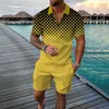 Herrspårsperioder Casual Polo Shirt 2 Piece Outfit Summer Tracksuit 3D Print Man Fashion Luxury Hawaiian Beach Vacation Short Sleeve