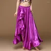 Scenkläder 2023 Belly Dancing Side Dra Long Satin kjol Lady Dance Kirts Women Sexy Oriental