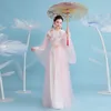 ステージウェアピンクの古代ハンフドレス中国の伝統的なコスチューム女性ドレスプリンセス衣料フェスティバル衣装SL7153