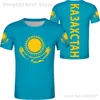 メンズTシャツkazakhstan tシャツdiy無料カスタムメイド名Kaz tシャツ国家旗ロシアンカザフカントリーカレッジプリント服230728