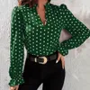 QNPQYX Neue Mode Damen Hemd Trendy Temperament V-ausschnitt Gedruckt Pendler Hemd für Dating Weibliche Bluse Büro Dame Hemd