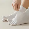 Men's Socks Solid Mesh Breathable Five Fingered Summer Thin Short Ankle Split Toe Foot Massage Cotton