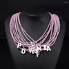 Colares com pingente 26 letras concha branca natural 2 mm rosa zircão colar de pedra para mulheres moda reiki joias presentes